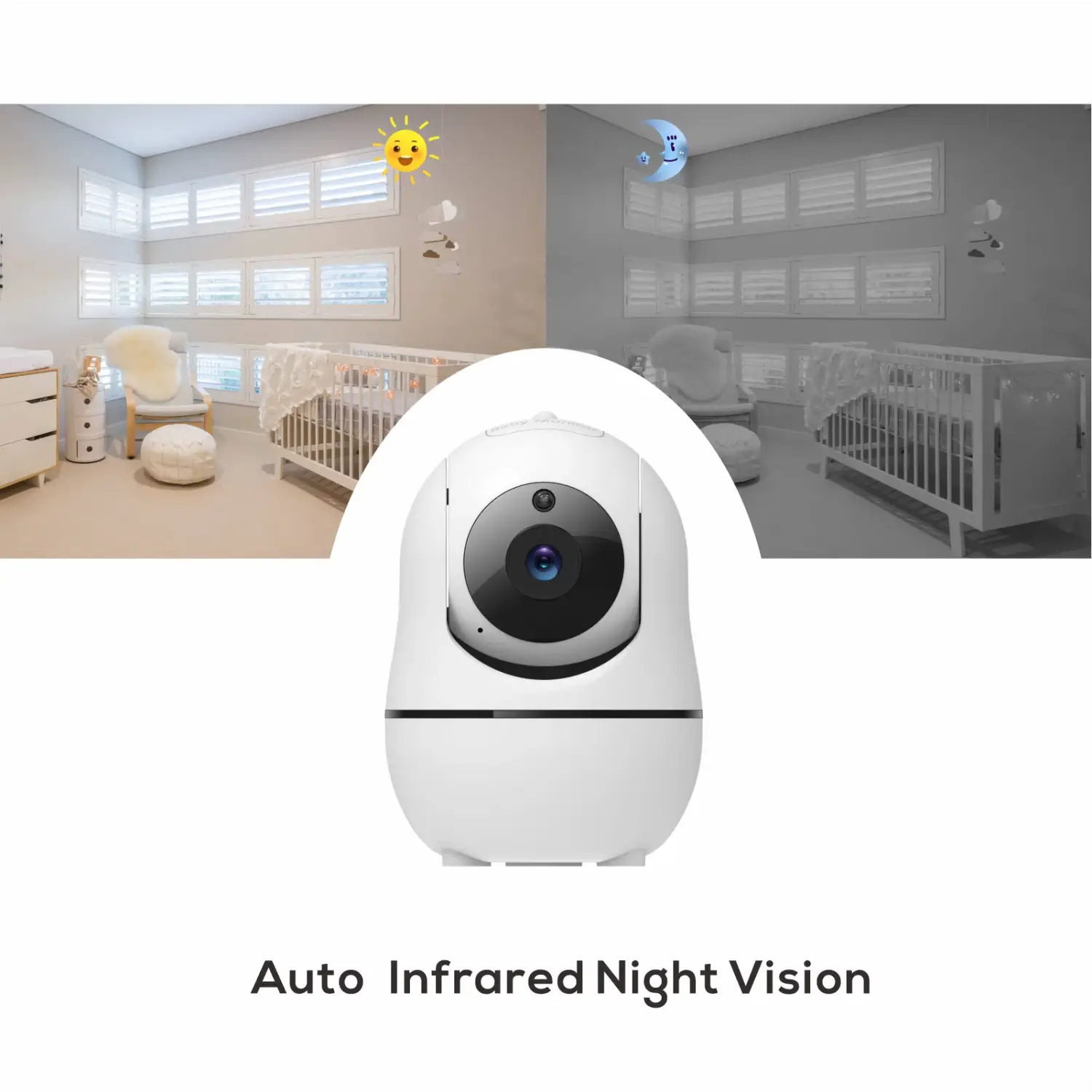 Baby monitor video da 5 pollici con fotocamera e audio,