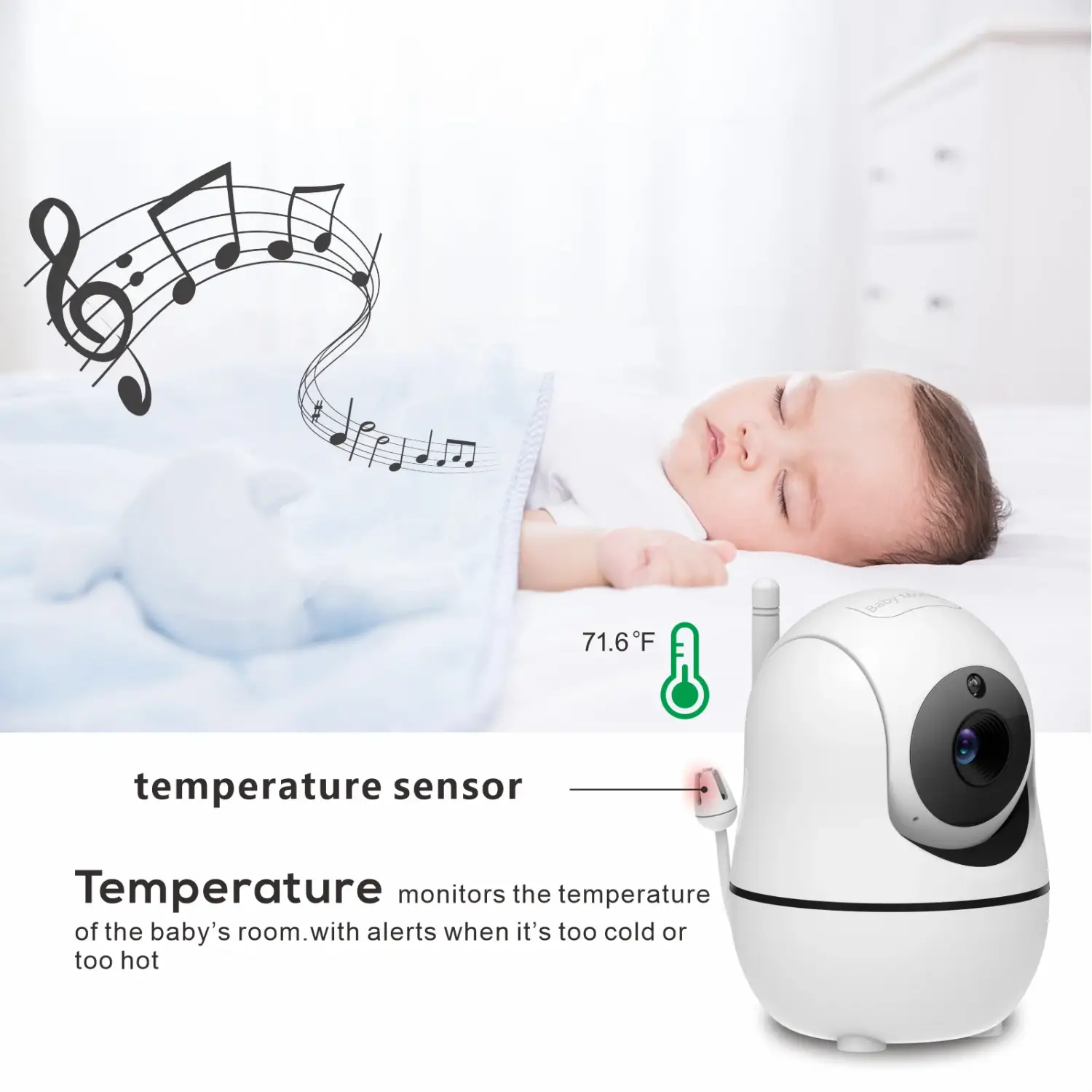 Baby monitor video da 5 pollici con fotocamera e audio,