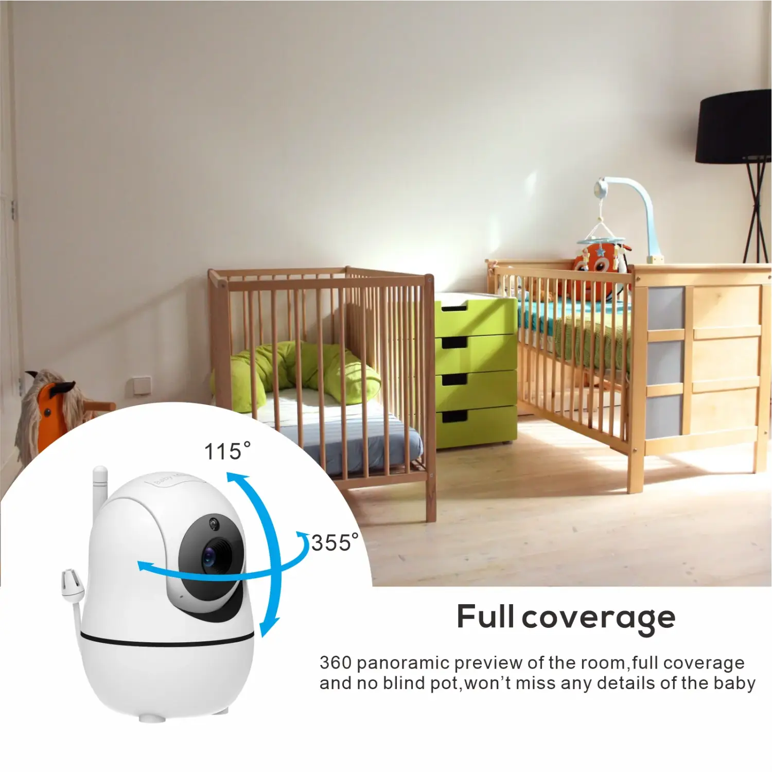 Baby monitor video da 5 pollici con fotocamera e audio,