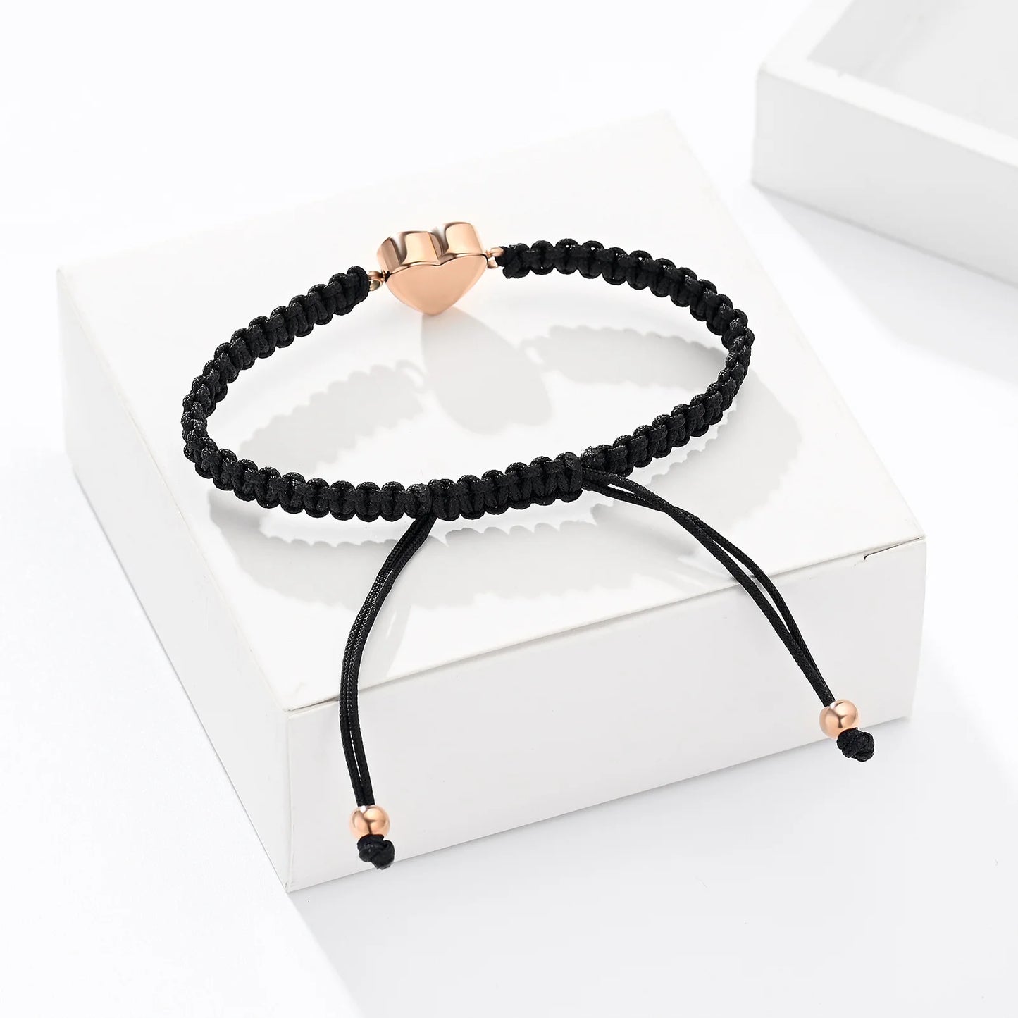 Braccialetto Lunghezza Regolabile Bracciale Corda Intrecciata Cuore Trasparente