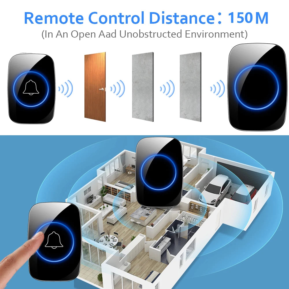 Campanello intelligente senza fili impermeabile 150M remoto