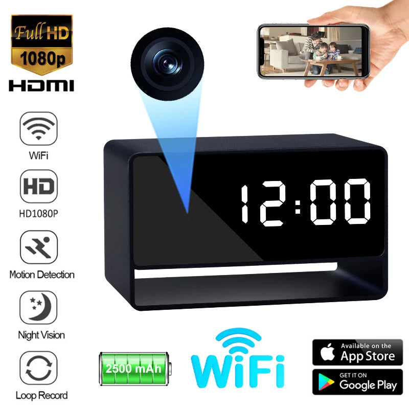 Telecamere Orologio Digitale Full HD App Visione Notturna Wifi Monitoraggio Remoto