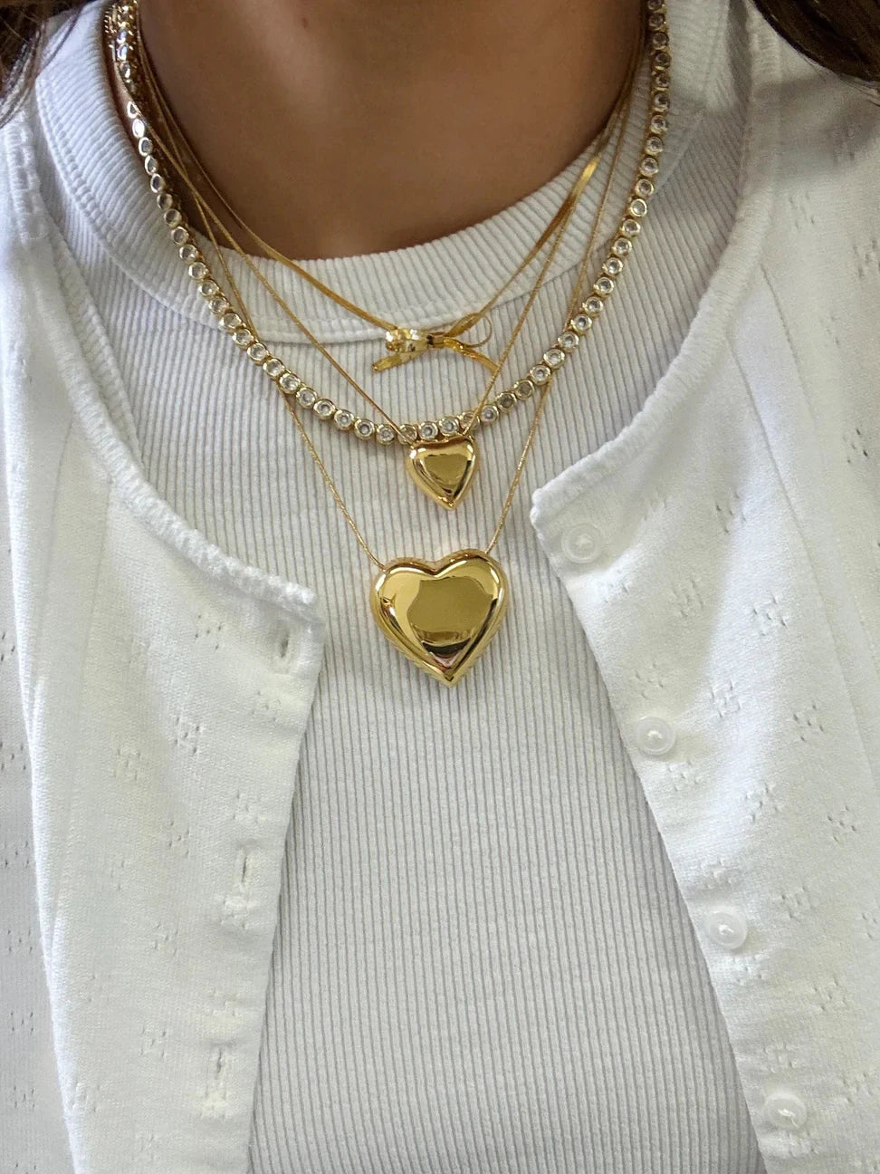 Catena Cuore Pendente Collana per Le Donne Colore Oro