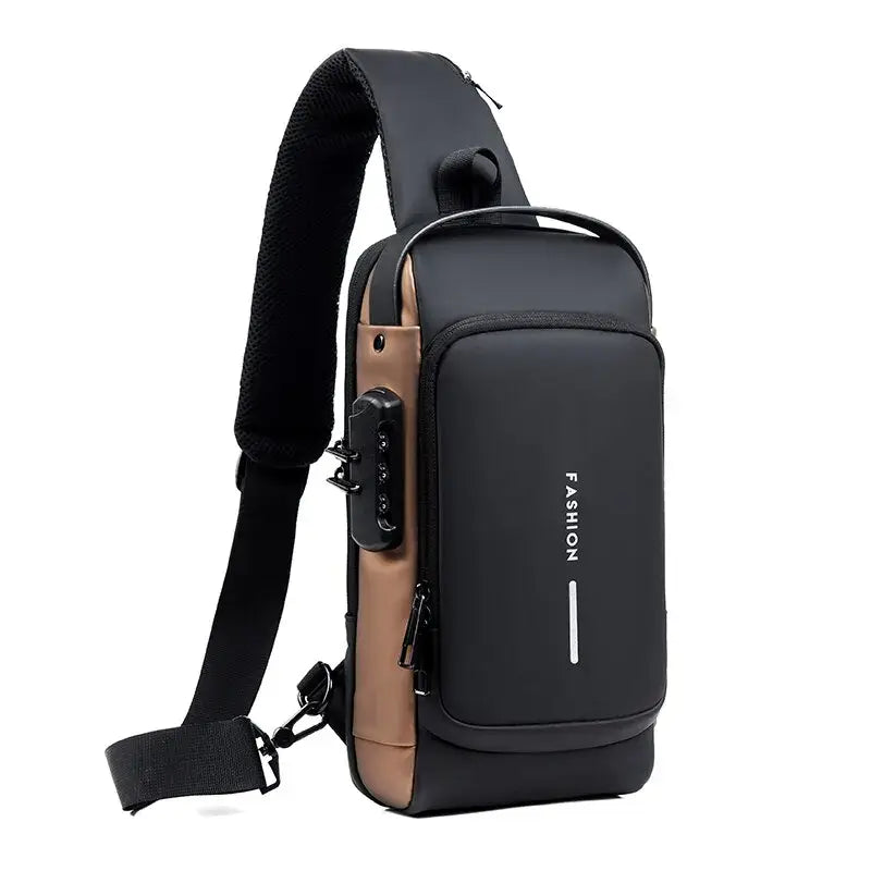 Borsa a tracolla da uomo multifunzione antifurto USB Messenger Pack da uomo