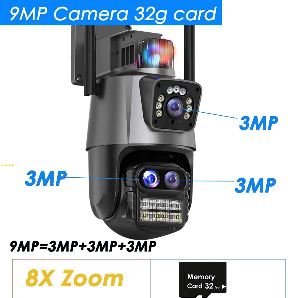 Telecamera WiFi da 9 MP per esterni di sicurezza con zoom 8X