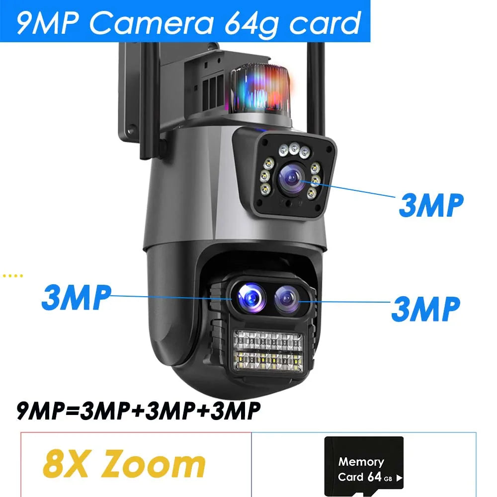 Telecamera WiFi da 9 MP per esterni di sicurezza con zoom 8X