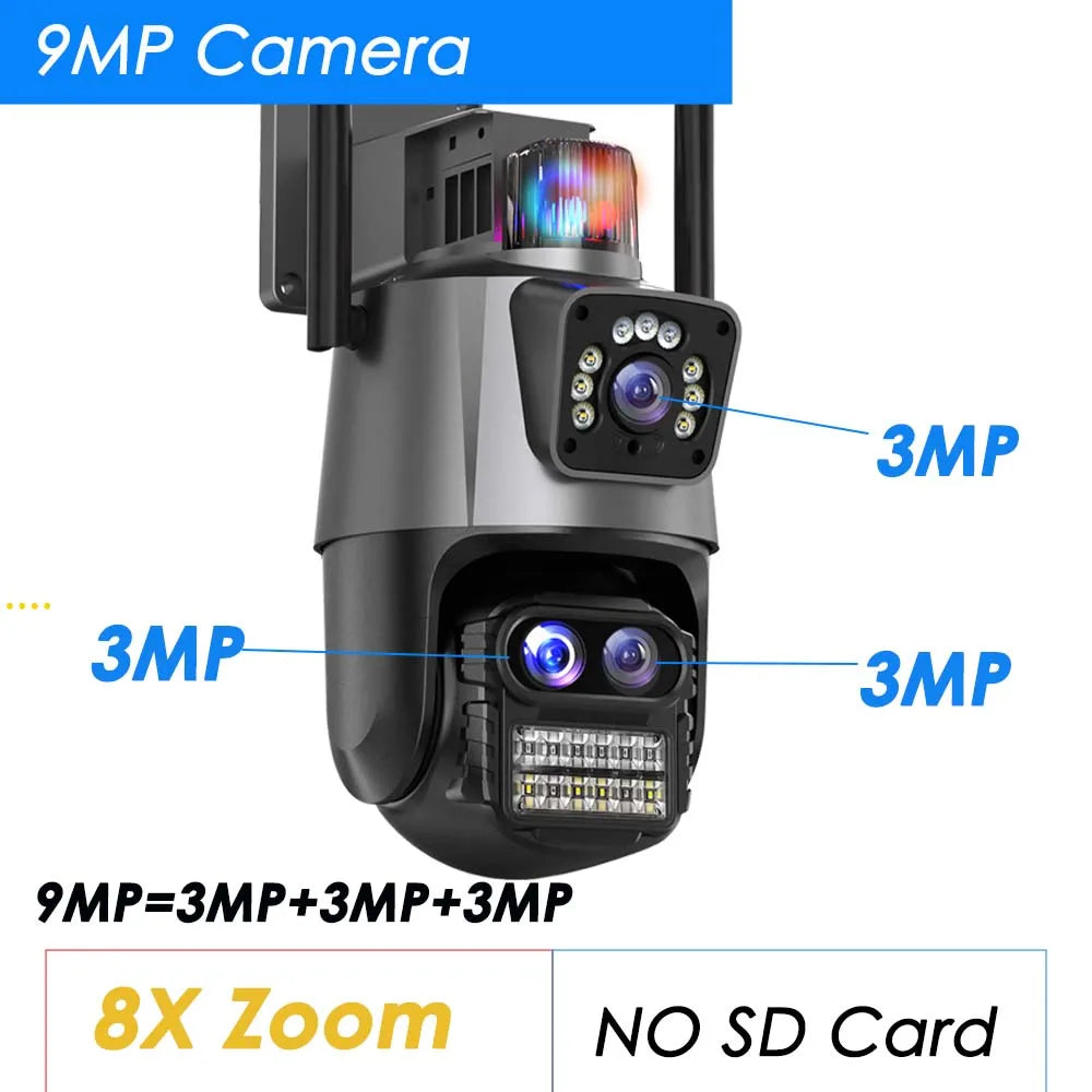 Telecamera WiFi da 9 MP per esterni di sicurezza con zoom 8X