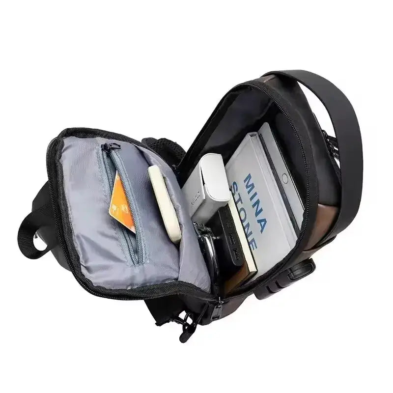 Borsa a tracolla da uomo multifunzione antifurto USB Messenger Pack da uomo - Borsa a tracolla da uomo