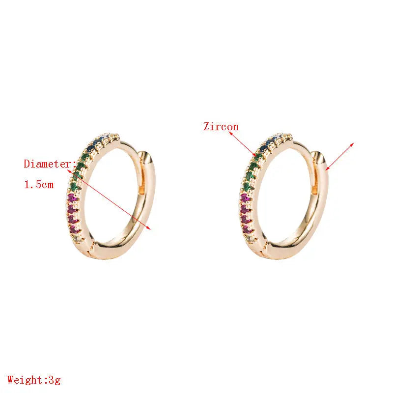 fashion geometric inlaid zircon alloy artificial gemstones earrings