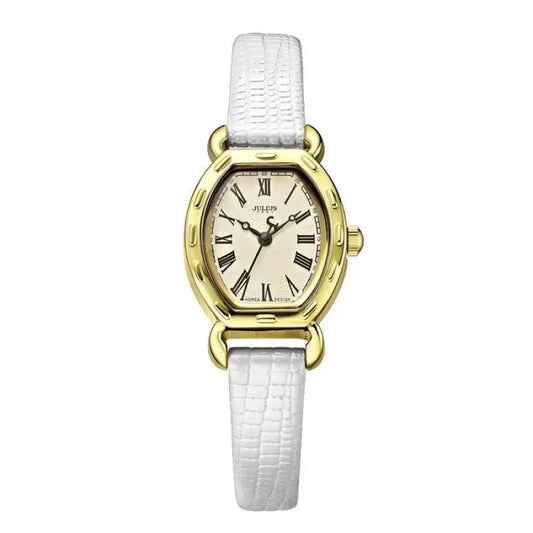 JULIUS Orologi da polso da donna Cinturino in pelle #White oro - ITALY-VASION- STORE