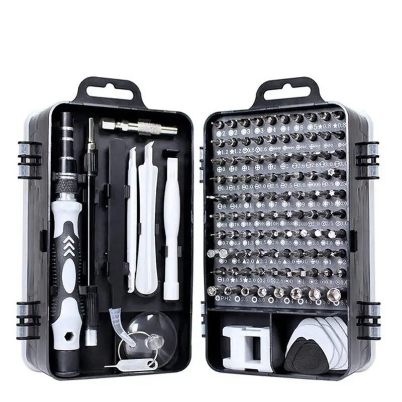 Kit di cacciaviti magnetici 115 in 1 con impugnatura antiscivolo - Nero - Kit di cacciaviti magnetici