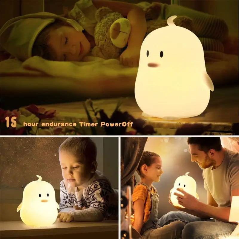 lampada in silicone ricaricabile USB lampada luminosa pinguino da notte per bambini - ITALY-VASION- STORE