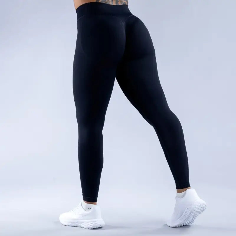 Leggings Donne Leggings senza cuciture Pantaloni da yoga a vita alta - BLACK / M - Leggings Donne fitness