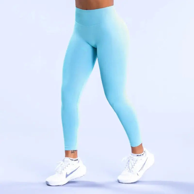 Leggings Donne Leggings senza cuciture Pantaloni da yoga a vita alta - Light blue / M - Leggings Donne fitness