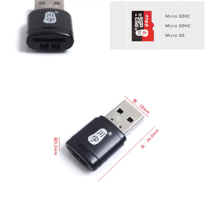 Micro SD Card Reader 2.0 USB High Speed Adapter - Nero 16 GB - Micro SD Card