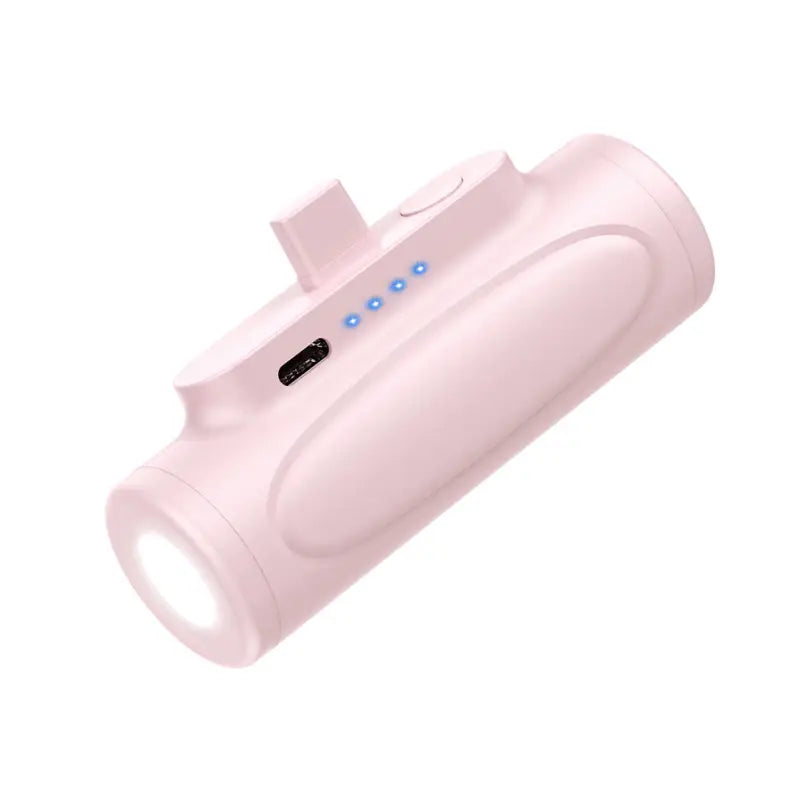 Mini Power Bank tascabile con torcia a LED - Rosato - Mini Power Bank tascabile