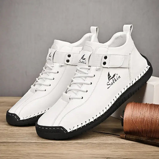 Nuovo 2024 scarpe da uomo casual in pelle fatte a mano - WHITE / 47 - Scarpe Da Uomo