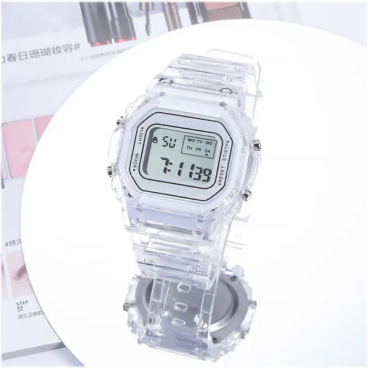 Orologio elettronico sportivo impermeabile Uomo e donna Orologio LED bianco per studenti - White - Orologio elettronico