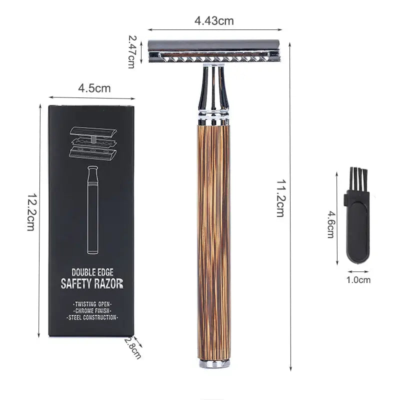 Rasoio vintage in acciaio inossidabile a doppia faccia Manico in bambù - SENZA LAMA - rasoio vintage