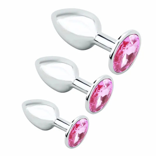 Set spina anale in metallo 3 pezzi nessun odore - 3 PEZZI ROSA ROSSA- MAGAZZINO STATI UNITI - plug anale