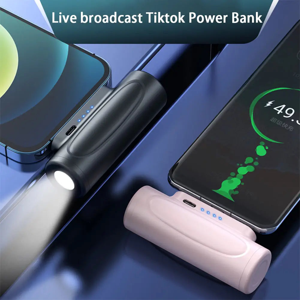 Mini Power Bank tascabile con torcia a LED