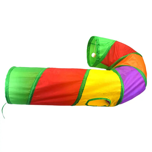 Tunnel per gatti con palla da gioco Colore arcobaleno - Arcobaleno - Tunnel per gatti con palla